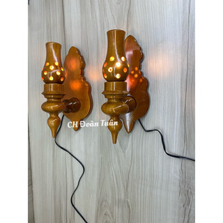 Đèn thờ ốp tường gỗ tràm kiểu dáng tổ ong - đèn trang trí bàn thờ gỗ