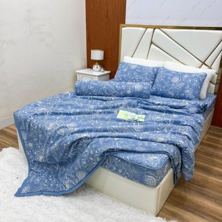 (Set 5 món) Bộ Chăn Ga Gối Trần Bông Cotton Đũi Ga Chun Ga Trải Giường Nhiều Kích Thước M6 M8 2M2