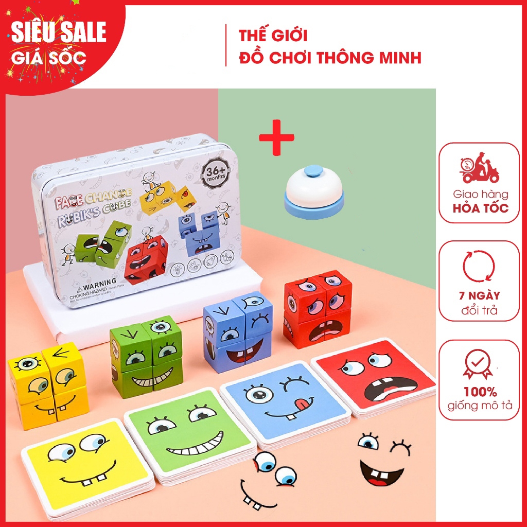 Đồ chơi phát triển trí tuệ Rubik Cảm Xúc Khuôn Mặt Gồm 64 Biểu Cảm Khác Nhau