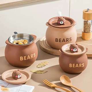  Hũ đựng mỡ gốm sứ hình gấu Bear  Hũ đựng mỡ phong cách dễ thương 