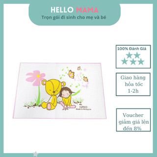 Tấm lót cao su non  Kareal   ( thảm nước / chiếu mát ) chống thấm tốt cho bé size 90 x 60 cm, made in Malysia-Hellomama