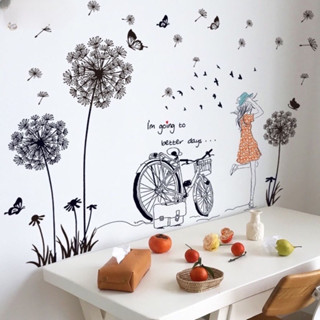  Decal dán tường bồ công anh và cô gái dễ thương 