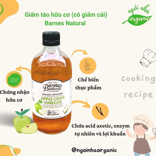 Giấm táo hữu cơ Barnes Naturals (có giấm cái) Organic Apple Cider Vinegar (with mother)