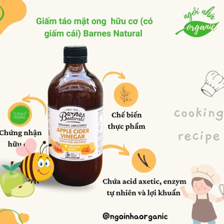 Giấm táo mật ong hữu cơ Barnes Naturals (có giấm cái) Organic Apple Cider Vinegar (with mother) & Honey