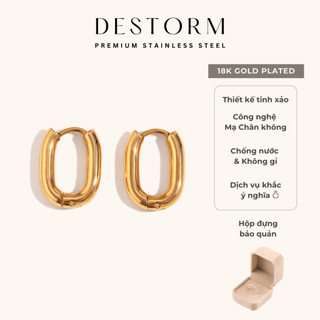  Khuyên tai nam/nữ mạ vàng 18K Destorm,Bông tai nữ hoops thiết kế chống nước và tặng hộp bảo quản - E721