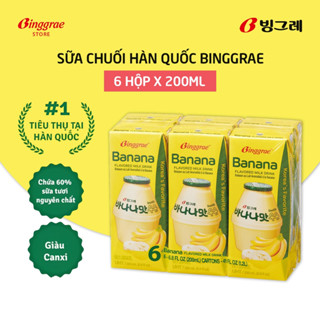 Lốc Sữa Chuối Hàn Quốc Binggrae Banana Milk (200ml x 6 hộp)