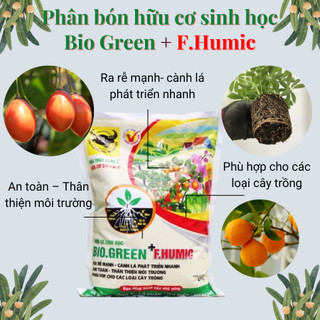 Phân hữu cơ sinh học đầu trâu BioGreen + F.Humic gói 2kg (HCMK6) dùng cho rau củ quả (Green City)