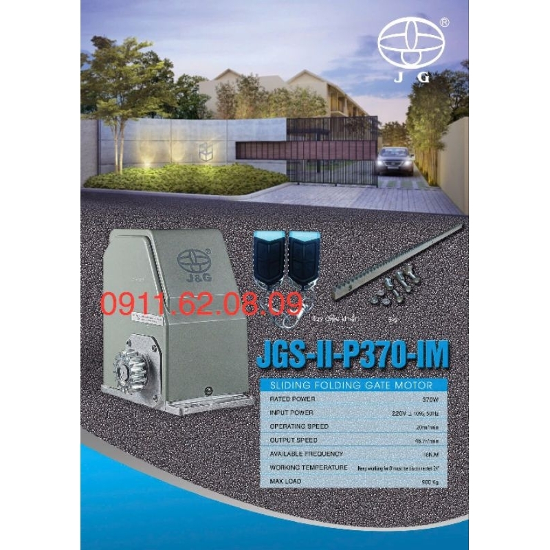 Bộ motor cửa cổng lùa P370 hãng JG