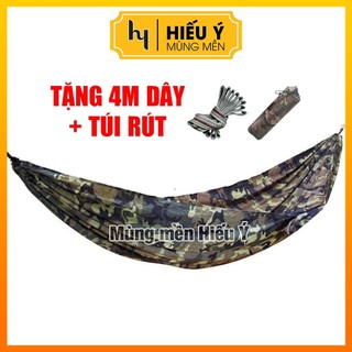 [TẶNG 4M DÂY] Võng dù rằn 2 lớp dài 2m2 hàng Thái - ẢNH THẬT | Mùng mền Hiếu Ý