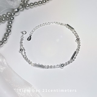 Lắc tay bạc Kép Trụ Tròn, Lắc tay Tiệm bạc 21Centimeters