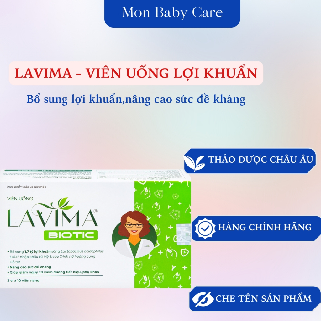 Viên Uống Phụ Khoa, Men Vi Sinh Vùng Kín LAVIMA BIOTIC 20 Viên, Giảm Khí Hư, Ngứa Rát, Ngăn Ngừa Tái Phát