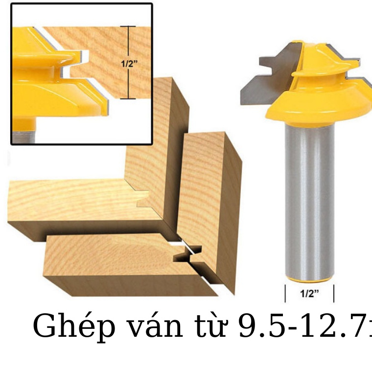 Mũi phay gỗ ghép góc vuông cốt 12ly7