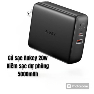 Củ sạc 2 cổng kiêm pin sạc dự phòng 20W PD Powerduo Aukey PA-PD20-5000mAh, 2 cổng cực tiện lợi