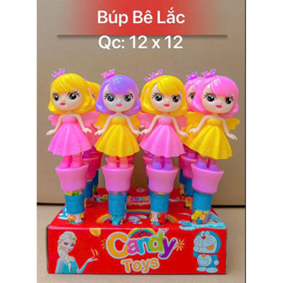 Sỉ khay 12 con búp bê lắc kèm kẹo trái cây, kẹo trái cây đồ chơi búp bê lắc sỉ ăn vặt cổng trường