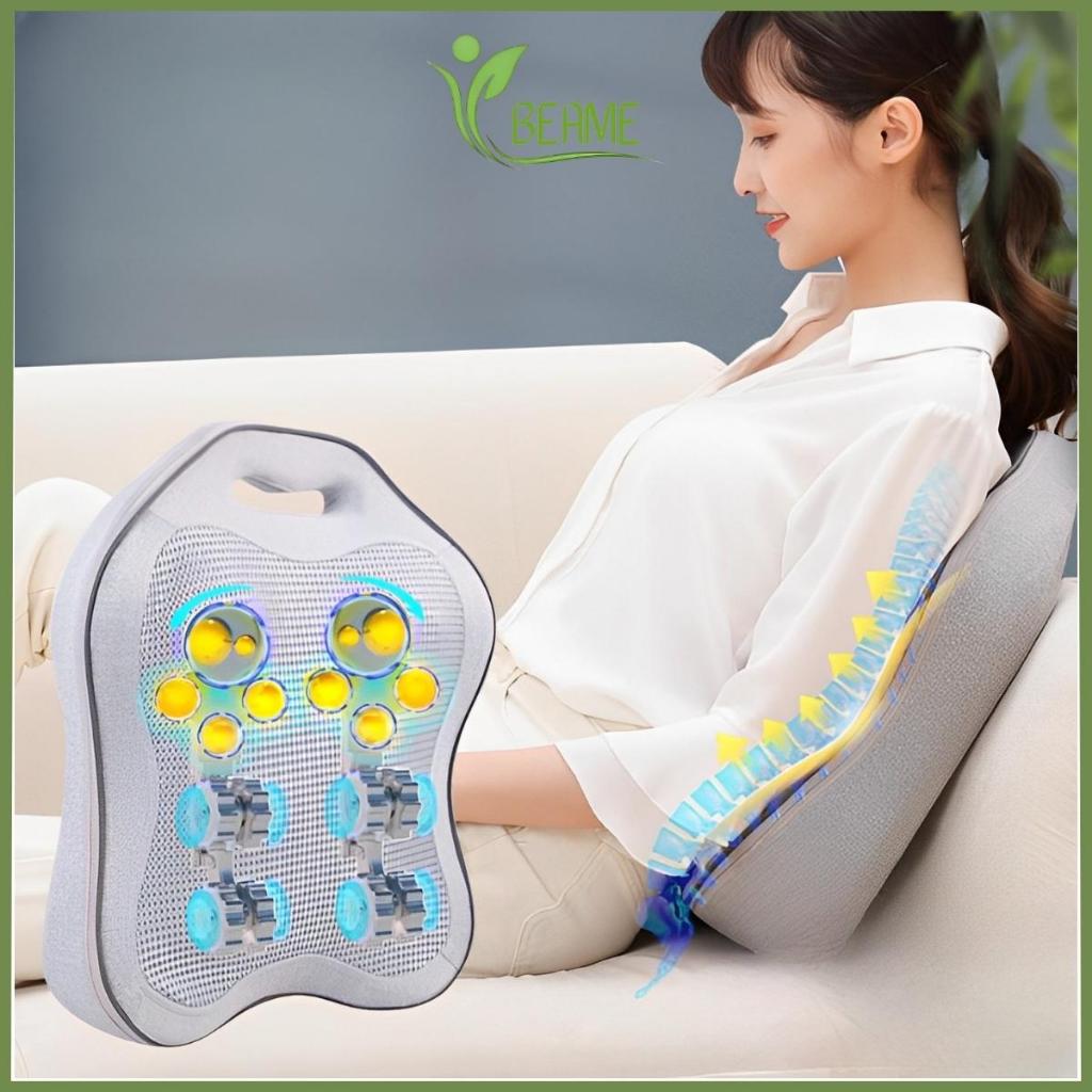 Gối massge cổ vai gáy BEAME BM-V56, mát xa bằng bi xoay con lăn kèm nhiệt hồng ngoại, máy dùng pin hoặc cắm điện