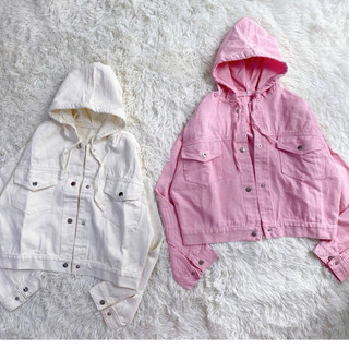  Áo Khoác kaki nữ dáng croptop phối mũ năng động - Jean M7 