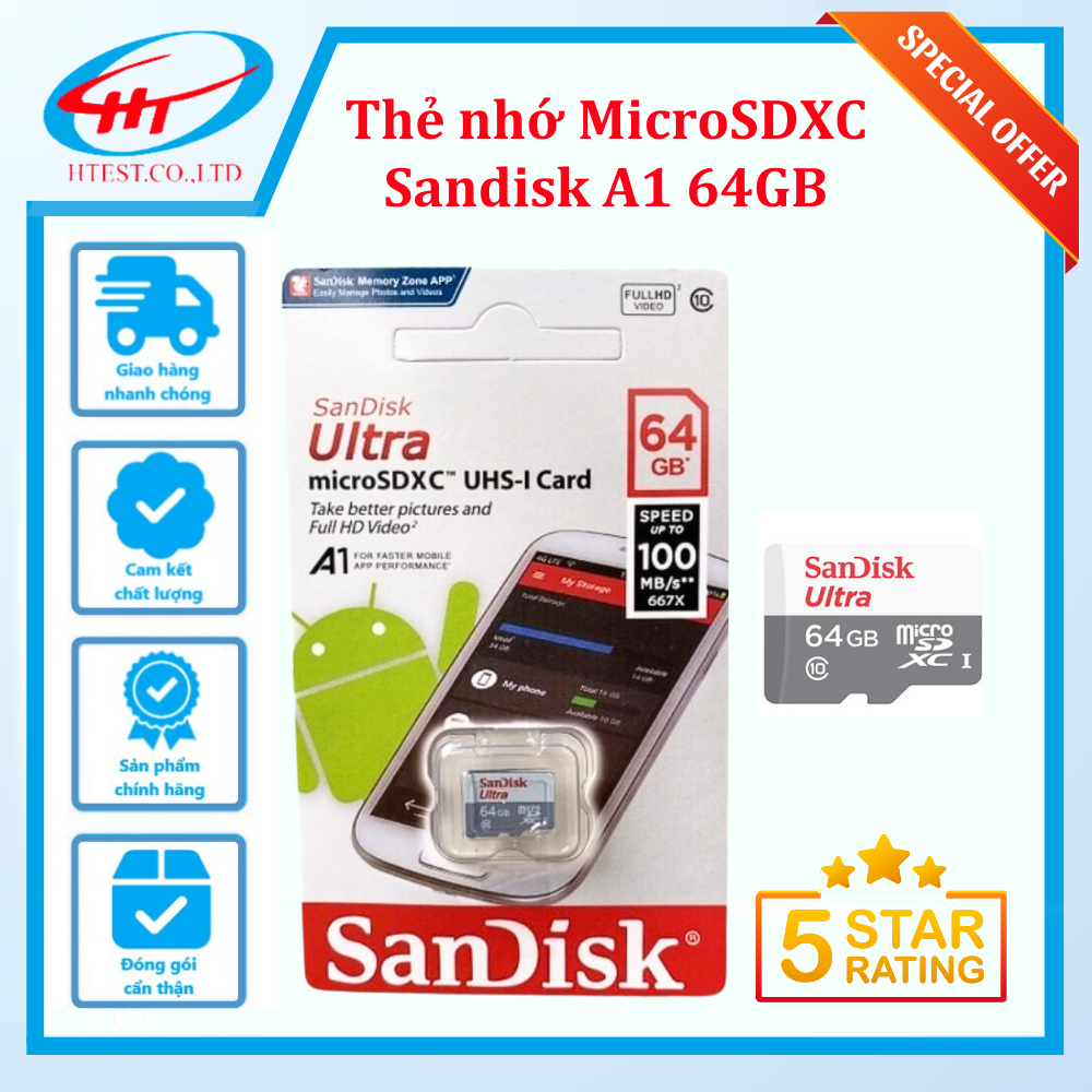 Thẻ nhớ MicroSDXC Sandisk A1 64GB
