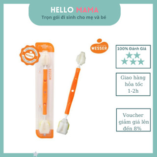 Cọ rửa bình sữa Wesser  1 chi tiết  2 đầu bằng muốt--69k-- ( 1 đầu rửa bình, 1 đầu rửa núm ty)-Hellomama *