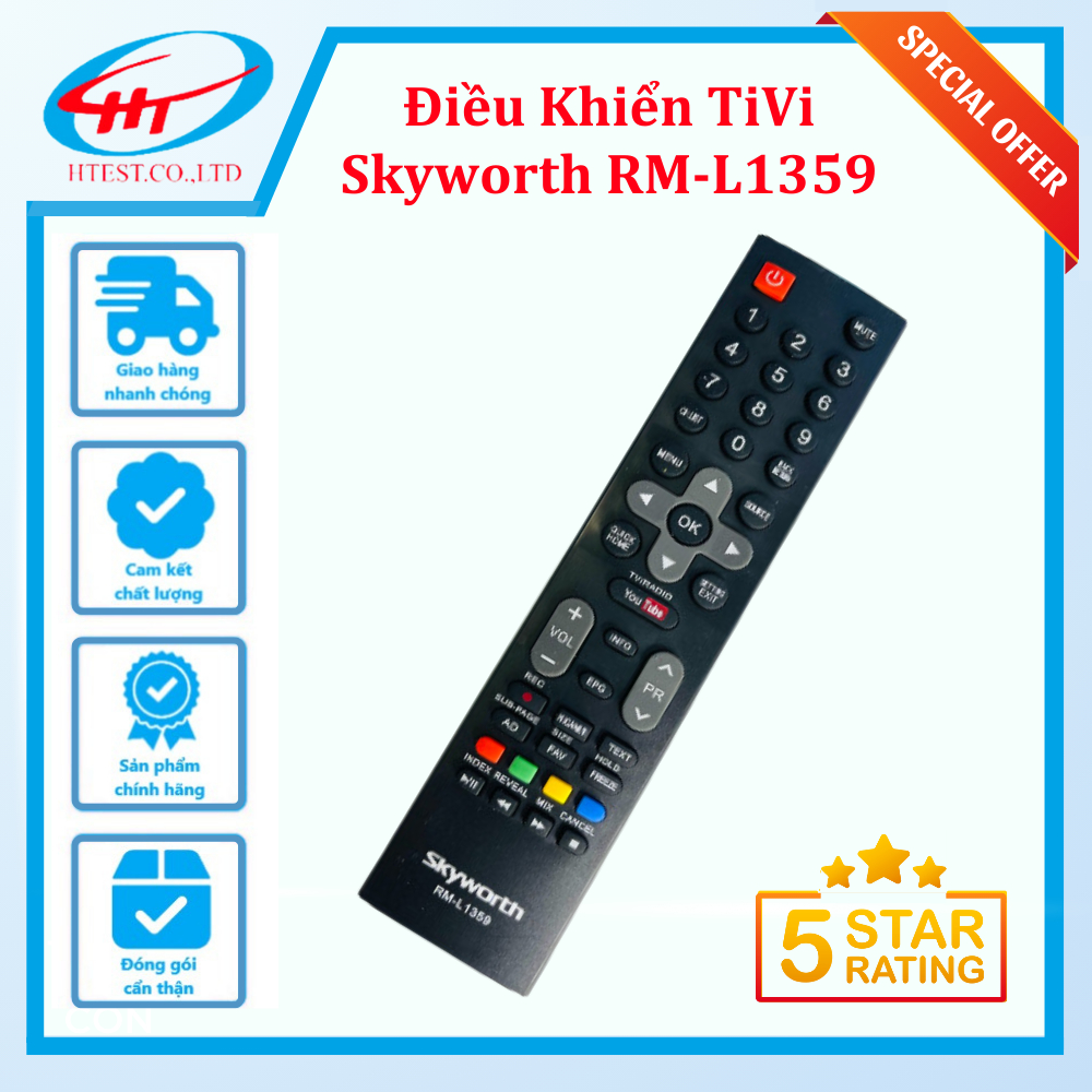 Điều Khiển TiVi Skyworth RM-L1359 - Remote Skyworth RM-L1359 smart internet youtube nút ở giữa - Tặn