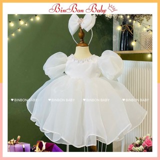 Váy công chúa cho bé BinBon Baby,đầm công chúa cổ ngọc tay bồng cho bé gái