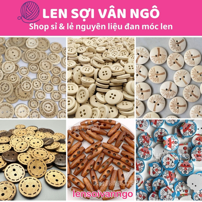 Combo 2 túi nút gỗ (cúc gỗ) (26074)