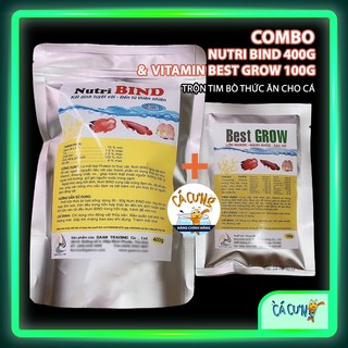 Combo Chất kết dinh Nutri Bind 400g và Vitamin Best Grow 100g trộn tôm tim bò thức ăn cho cá