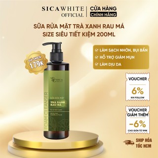 Sửa Rửa Mặt Rau Má Trà Xanh, Gel Tạo Bọt Làm Sạch Da, Dầu Nhờn Và Bụi Bẩn Hỗ Trợ Da Dầu Mụn 200mL | SICA WHITE