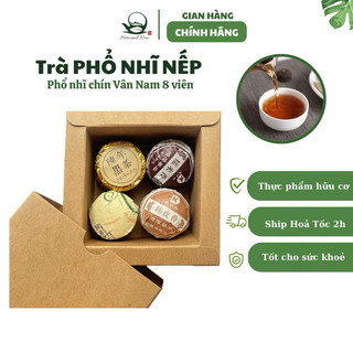 Set trà phổ nhĩ Vân Nam hương quýt và hương nếp cao cấp combo 8 viên trà phổ nhĩ chín 6g puer tea