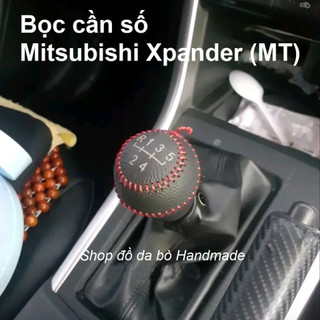 Bọc cần số, tay phanh mitshubishi xpander số sàn da bò thật khâu thủ công, khắc sơ đồ số theo xe, rất nhiều màu sắc