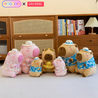 Capybara Đi Biển Gấu Bông Capybara Phao Vịt Cao Cấp Capybara Đeo Phao Má Hồng Đáng Yêu Chất Liệu Vải Lông Mềm Mại