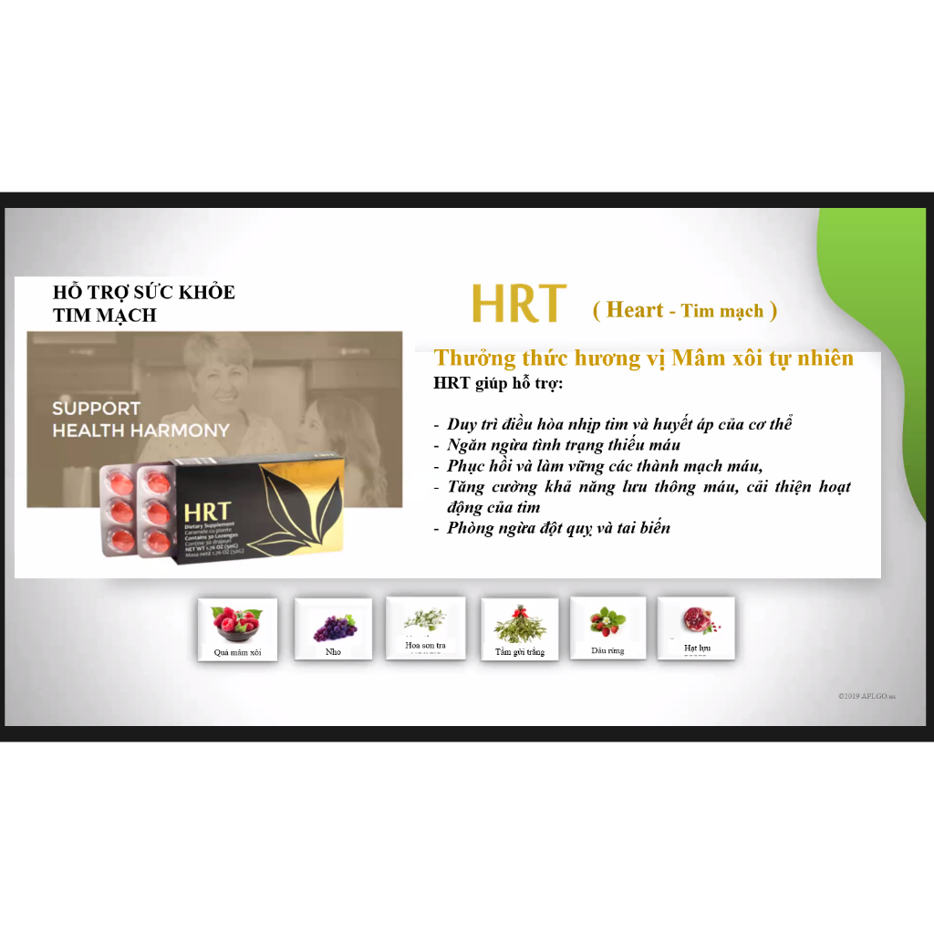 Viên ngậm hỗ trợ tim mạch APLGO - HRT – 30 viên/hộp