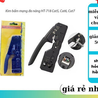 Kìm bấm mạng đa năng bấm dây mạng cat5, cat6, cat7 model ht-718 hàng cao cấp kích thước nhỏ gọn