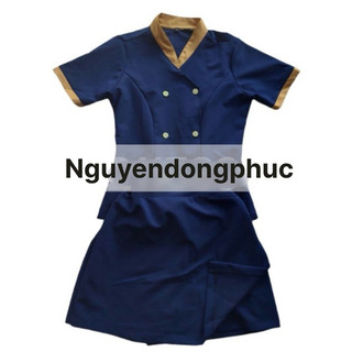 Đồng phục quần giả váy spa màu xanh đen