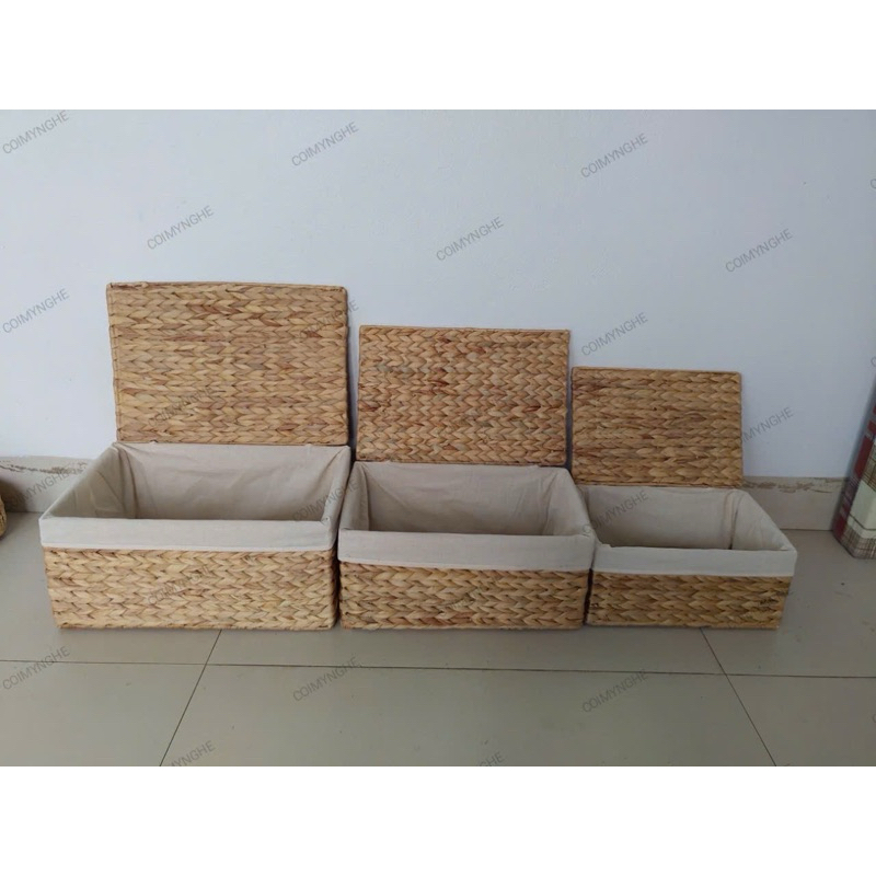 Bộ 3 chiếc giỏ lục bình đựng đồ hình chữ nhật