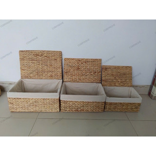 Bộ 3 chiếc giỏ lục bình đựng đồ hình chữ nhật