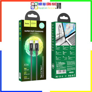Cáp sạc nhanh ho.co x14 double speed 60w type-c to type-c dây bện nylon dài 1m