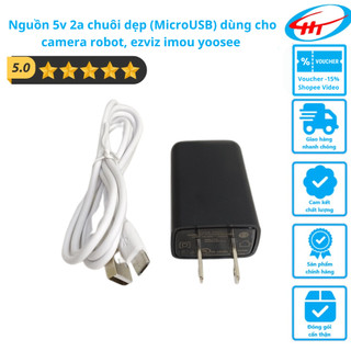 Nguồn 5v 2a chuôi dẹp dùng cho camera robot, ezviz imou yoosee .... Hàng Như Hình.