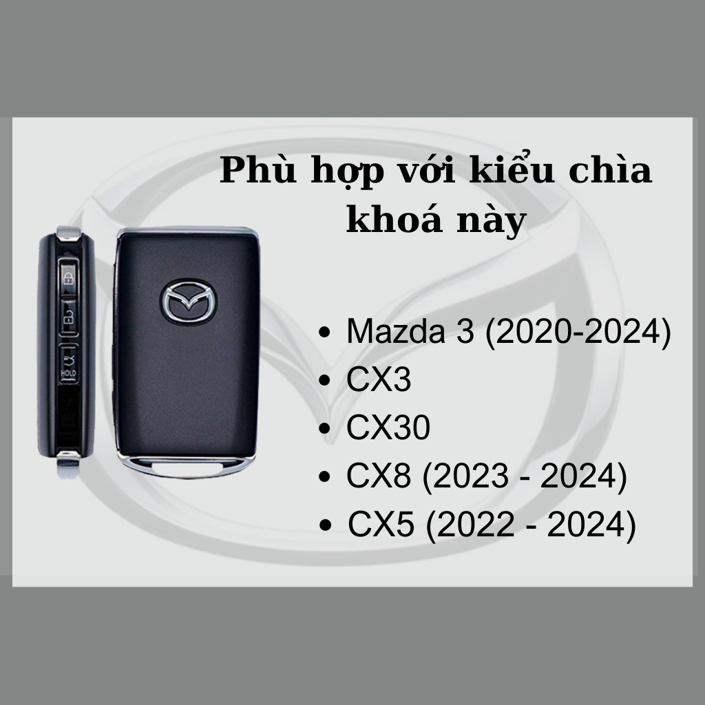 Bọc chìa khoá Mazda 3 Cx3 Cx30 Cx5 (2022-2024) Cx8 (2023-2024),ốp chìa khoá ô tô mazda3 Cx3 Cx5 sang