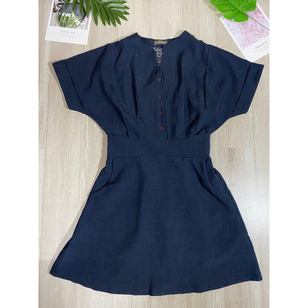 Đầm nữ kiểu cánh dơi màu xanh 2hand