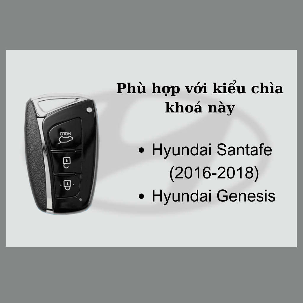 Bọc chìa khoá Hyundai Santafe 2016-2018 Genesis sang trọng, ốp chìa khoá ô tô santafe genesis trẻ tr