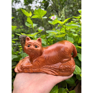 Tượng con mèo gỗ hương