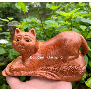 [GIA RE] Tượng con mèo gỗ hương