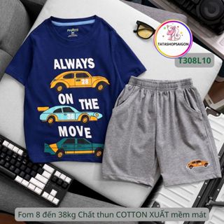 12 đến 40kg Bộ cộc tay bé trai cotton xuất dư mềm mát size đại, Set đồ trẻ em in hình Siêu nhân-Khủng long Hot Hit 8T