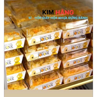 50 hộp E1413 in hình gấu vàng đựng bánh , hộp đựng xôi , hộp kraft đựng bánh bông lan ,....