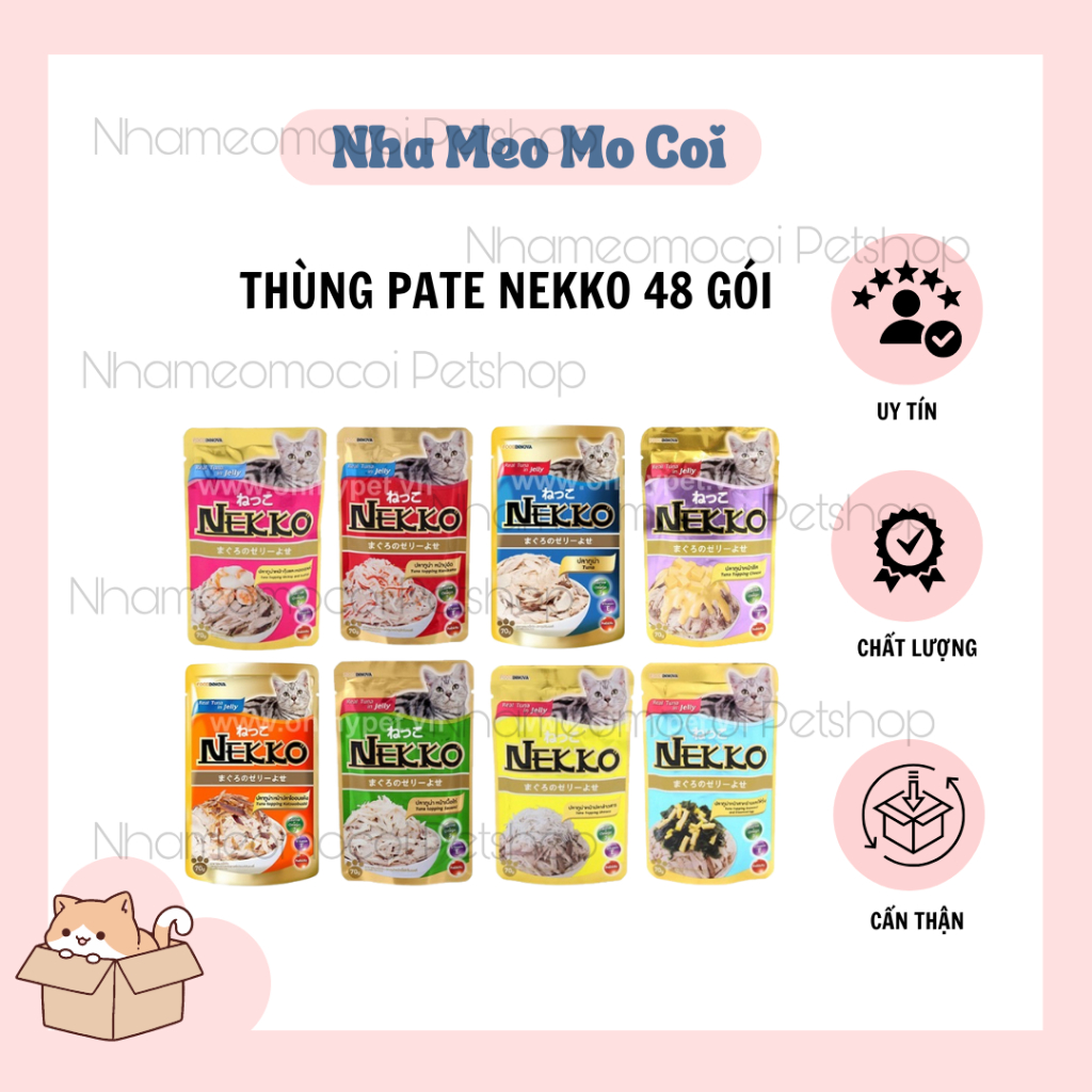 [ Thùng 48 gói ] Pate cho mèo  Nekko ,Bellota,supper cat  nhiều vị
