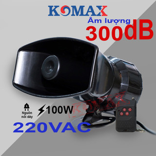 CÒI HÚ 220V CÔNG SUẤT LỚN KÈM REMOTE KM-AC100WR, còi hú 300 dB, còi hú báo động báo khẩn cấp