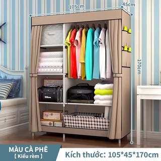Tủ đựng quần áo tủ vải khung thép 3d 2 buồng hoạ tiết nổi trang trí tủ vải 2 buồng có bảo hành