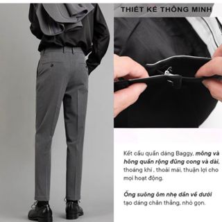 Quần Tây Nam Hàn Quốc Ống Xuông Dáng Baggy Sidetab Dày Dặn Thời Trang Cao Cấp A06