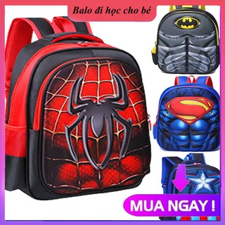[SIZE 38- LỚP 1 ĐẾN LỚP 3] Balo siêu nhân người nhện, người dơi siêu chất, cặp sách đi học nhiều ngăn cho bé trai cấp 1
