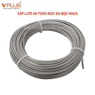 Cáp Lưới An Toàn Ban Công Cửa Sổ Loại Tốt  VPLUS Inox 304 Bọc Nhưa Đường Kính 3mm